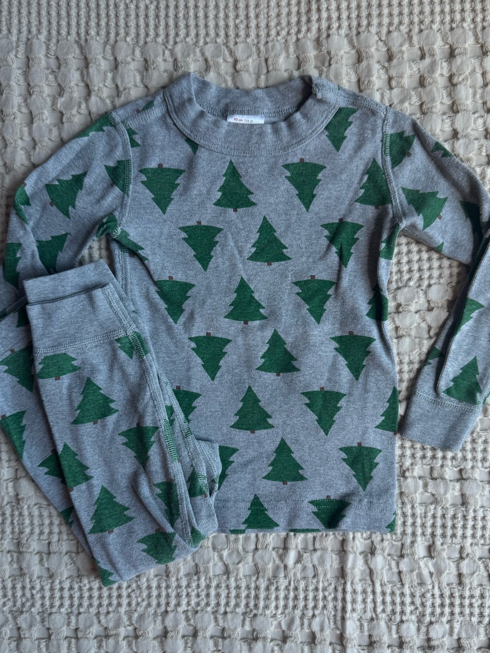 Hanna Andersson Long Johns- Gray with Green Tree Print